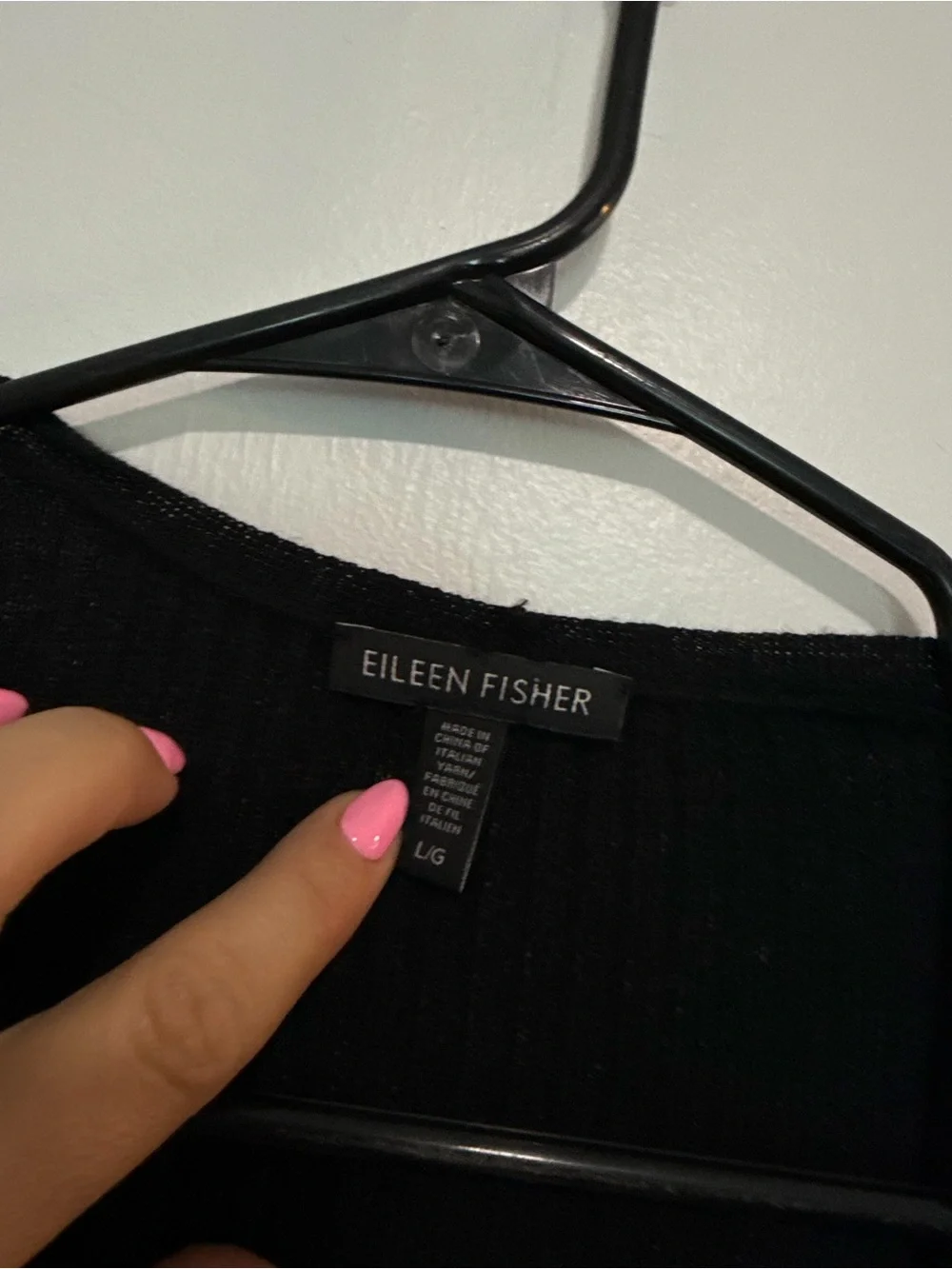 Eileen Fisher Long Sleeve Open Cardigan  Wool Open Size Large Black